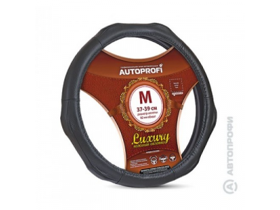 Оплётка руля "Luxury" кожа, 3 рельефные вставки (черный) (XL)