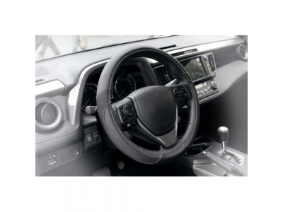 Оплетка, иск. кожа с перфорацией, черная, 40 см / L