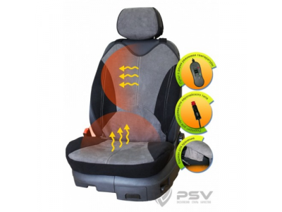 Накидка на сиденье с подогревом PSV "САХАРА" майка черный/серый