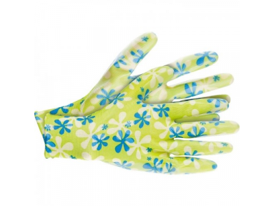 Перчатки садовые из полиэстера с нитриловым обливом, зеленые, M //PALISAD