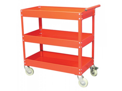 Тележка с тремя открытыми полками красная
