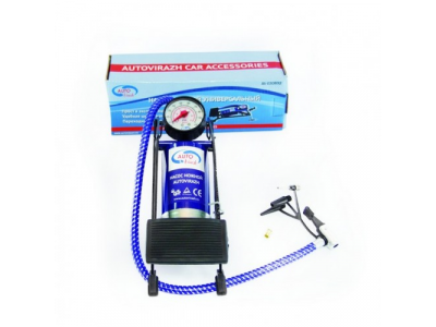 Насос ножной с одним цилиндром с манометром