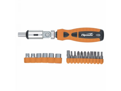 Отвертка реверсивная с шарниром, биты, торцевые головки, 18 шт.// SPARTA