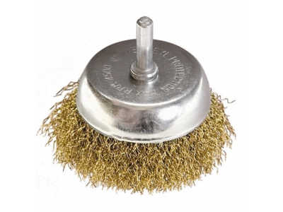 Щетка для дрели, 50 мм, "чашка" со шпилькой, латунированная витая проволока // MATRIX