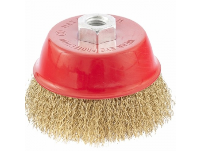 Щетка для УШМ, 125 мм, М14, "чашка", латунированная витая проволока// MATRIX